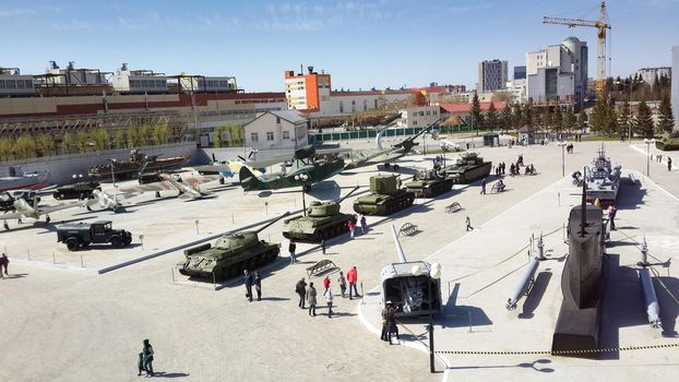 outdoor exhibition of military equipment