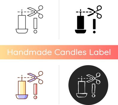 Trimming candle wick manual label icon