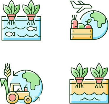 Environmental farming RGB color icons set