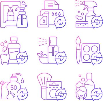 Reusable products gradient linear vector icons set