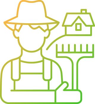 Rural workers gradient linear vector icon