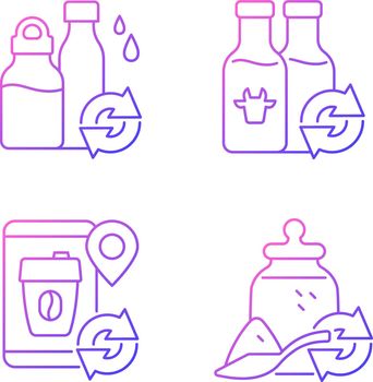Refillable options gradient linear vector icons set