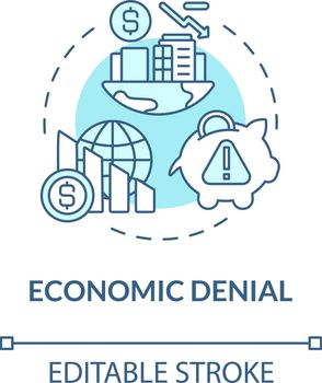 Economic denial blue concept icon