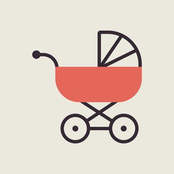Stroller baby, carriage vector icon. Graph symbol for children and newborn babies web site and apps design, logo, app, UI