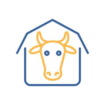 Cowshed vector flat icon. Farm animal sign