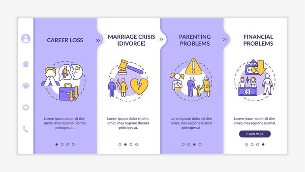 Parenting problems onboarding vector template