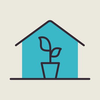 Greenhouse with seedlings inside vector icon