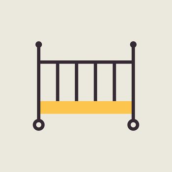 Classic wooden baby crib vector icon