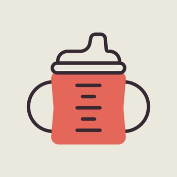 Toddler sippy cup vector icon. Graph symbol for children and newborn babies web site and apps design, logo, app, UI