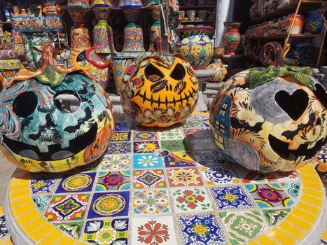 Mexican talavera pumpkins and products, Baja California
