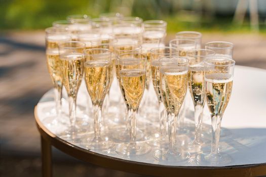 Luxury champagne welcome zone catering for business meeting. Premium catering for rich people