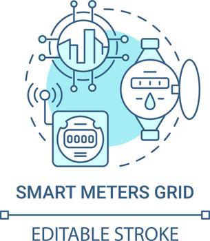 Smart meters grid blue concept icon