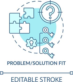 Problem, solution fit blue concept icon