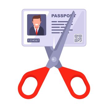 cancel the identity document. cut the paper with scissors.