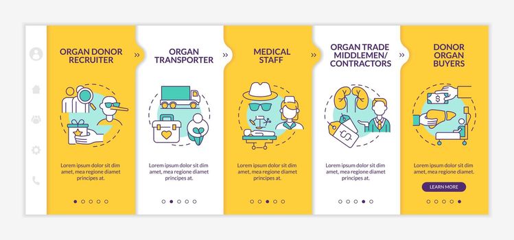 Trafficking for organ trade participants onboarding vector template