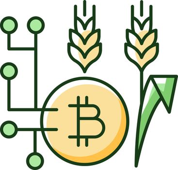 Blockchain technology in agriculture RGB color icon