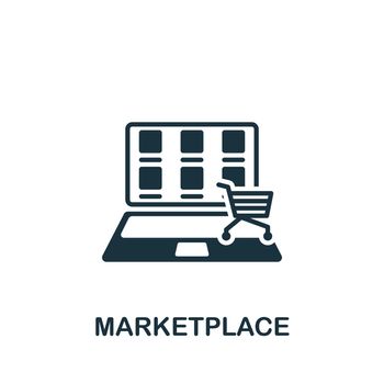 Marketplace icon. Monochrome simple Crowdfunding icon for templates, web design and infographics
