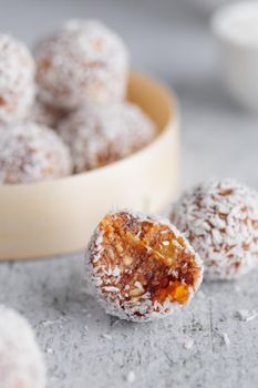 Homemade dates candies with coconut