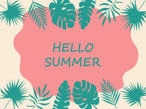 Botanical banner Hello Summer. bright chart