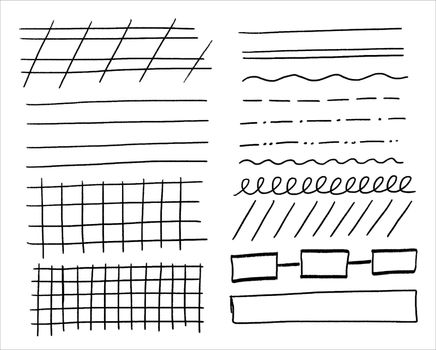 A set of lines, lines of notebooks in the sketch style by hand. For registration of the school.