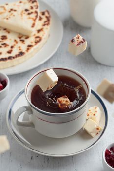 Coffee with Leipajuusto - traditional Finnish baked cheese