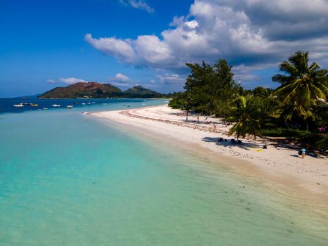 Praslin Seychelles tropical island with withe beaches and palm trees, beach of Anse Volbert Seychelles