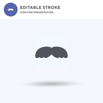 Moustache icon vector, filled flat sign, solid pictogram isolated on white, logo illustration. Moustache icon for presentation.