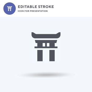 Torii Gate icon vector, filled flat sign, solid pictogram isolated on white, logo illustration. Torii Gate icon for presentation.