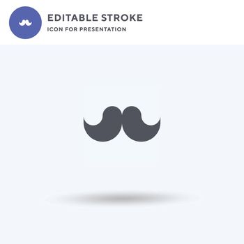Moustache icon vector, filled flat sign, solid pictogram isolated on white, logo illustration. Moustache icon for presentation.