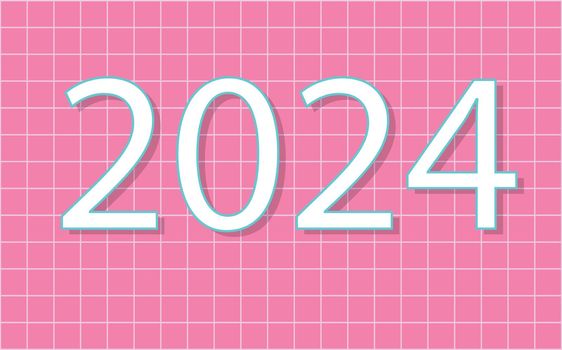Website banner. Text 2024 on a pink background with shadow.