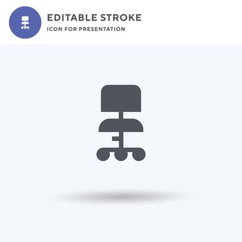 Desk Chair icon vector, filled flat sign, solid pictogram isolated on white, logo illustration. Desk Chair icon for presentation.