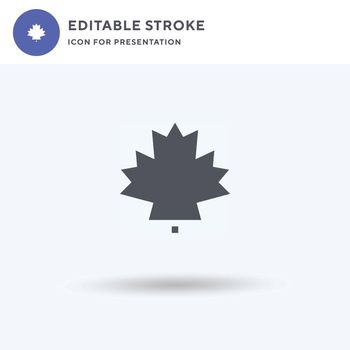 Maple Leaf icon vector, filled flat sign, solid pictogram isolated on white, logo illustration. Maple Leaf icon for presentation.