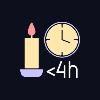 Candle burn time limit RGB color manual label icon for dark theme