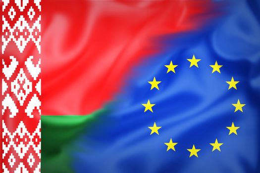 Flags of Belarus and EU illustration