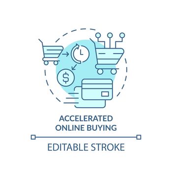 Accelerated online buying turquoise concept icon
