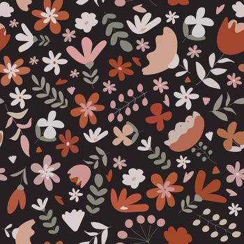 Seamless floral flowers background. Colorful spring ornament decorative illustration