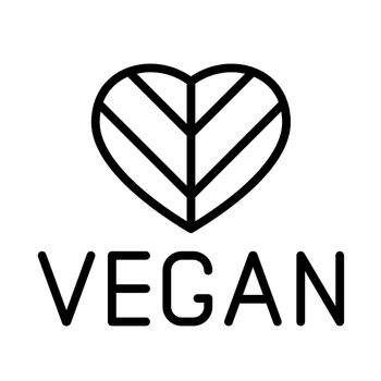 vegan line logo heart icon isolated on white. love vegan healthy non violent food line icon for web and ui design, mobile apps and print products