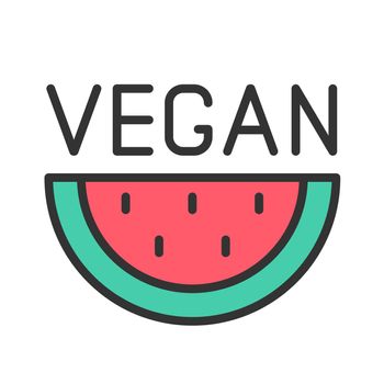 vegan color filled logo icon isolated on white. fresh sliced watermelon outline color logo icon for web and ui design, mobile apps and print package