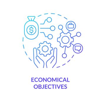 Economic objectives blue gradient concept icon