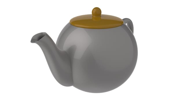 white ceramic teapot for drinking tea 3d render illustration