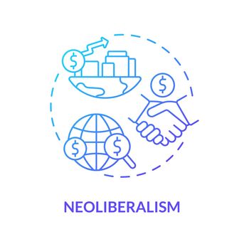 Neoliberalism blue gradient concept icon