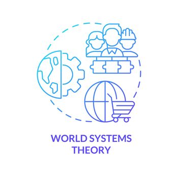 World systems theory blue gradient concept icon