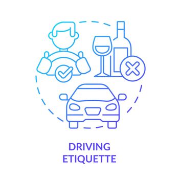 Driving etiquette blue gradient concept icon