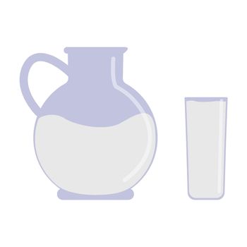 Jug and a glass of milk. A nutritious product healthy, rich in calcium.