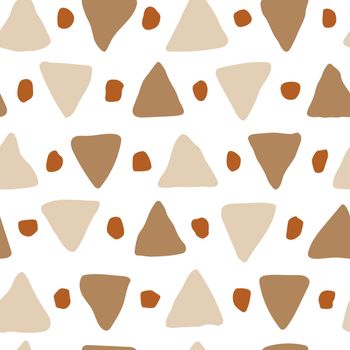 Aesthetic modern seamless pattern with abstract triangles in beige colors.