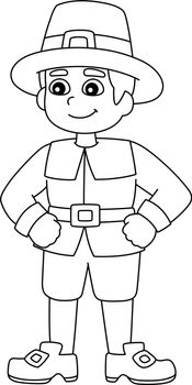 Thanksgiving Pilgrim Boy Isolated Coloring Page