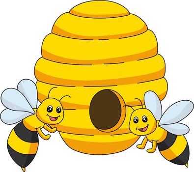 Bees Cartoon Colored Clipart Illustration