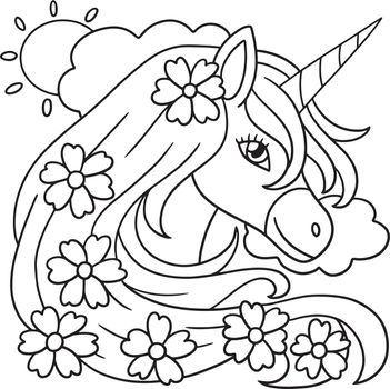 Unicorn Flower Coloring Page for Kids