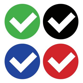 A set of icons with a round check mark. Fix and decide. Vectors.
