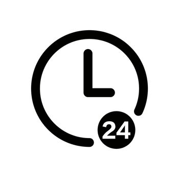 24 hour clock icon. Clock icon. Vector.